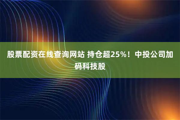 股票配资在线查询网站 持仓超25%！中投公司加码科技股